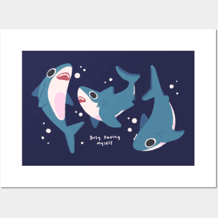 Cute Sharks with Busy Saving Myself Typography Posters and Art